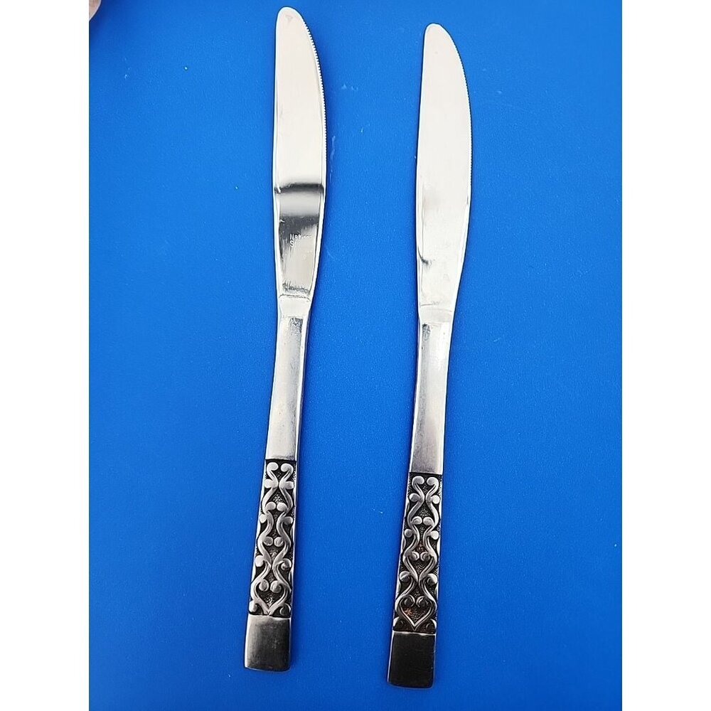 National Stainless Nasco Flatware INTERMEZZO Dinner Knives Set of 2